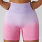 Colourful gradient hip-lifting seamless shorts