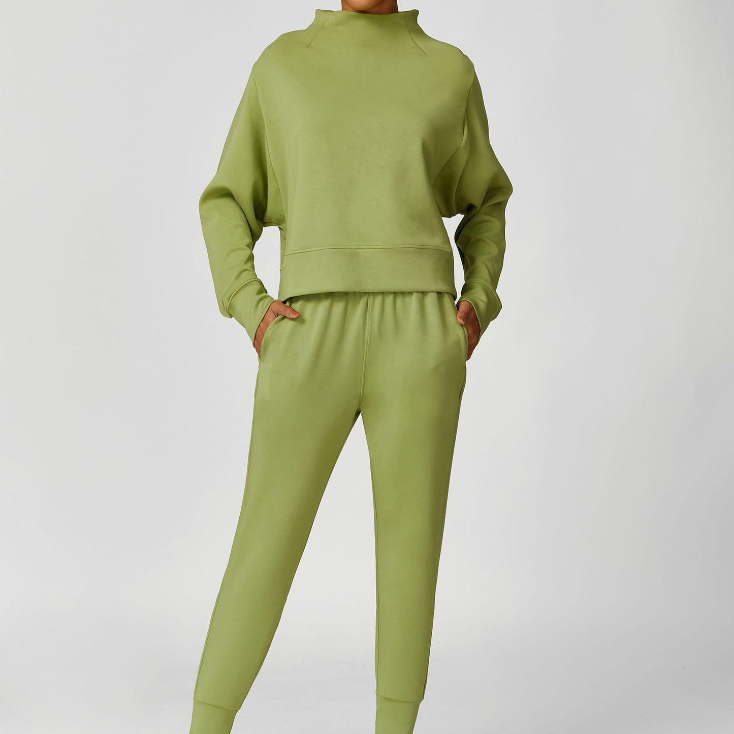 Solid color loose-fitting sweatshirt set