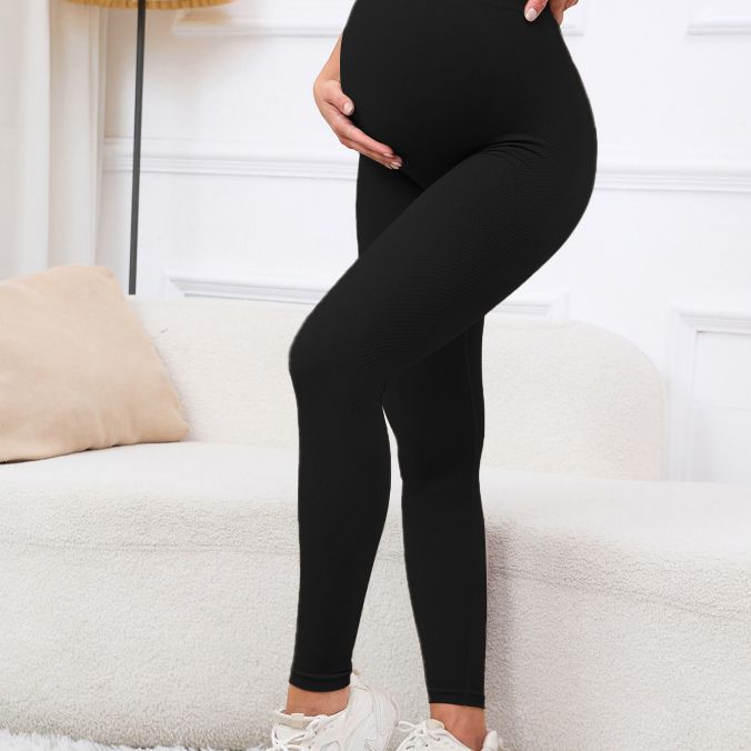 High-waisted, belly-supporting, high-elastic maternity pants for outerwear