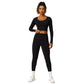 Cropped V-neck long sleeves and leggings 2-piece set