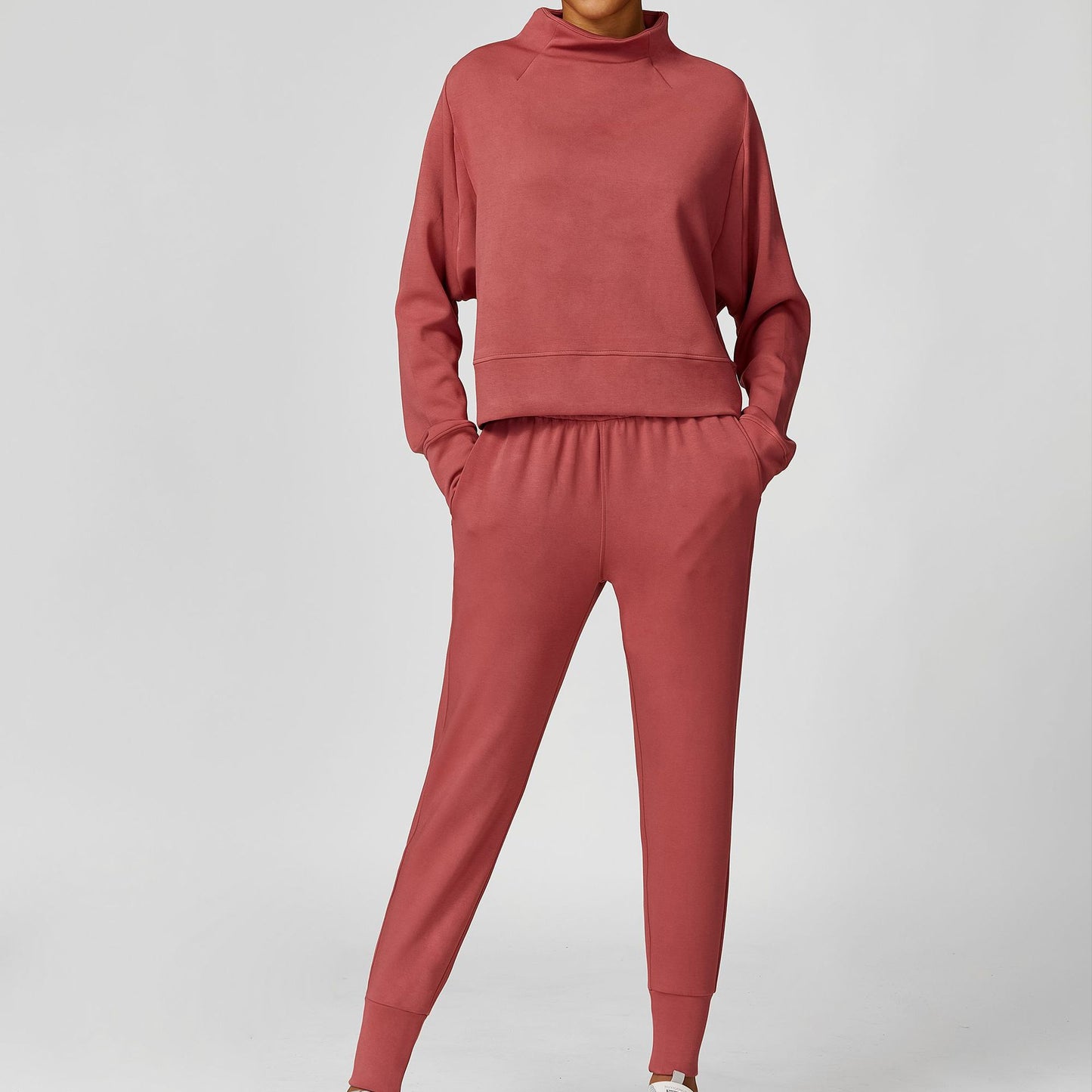 Solid color loose-fitting sweatshirt set