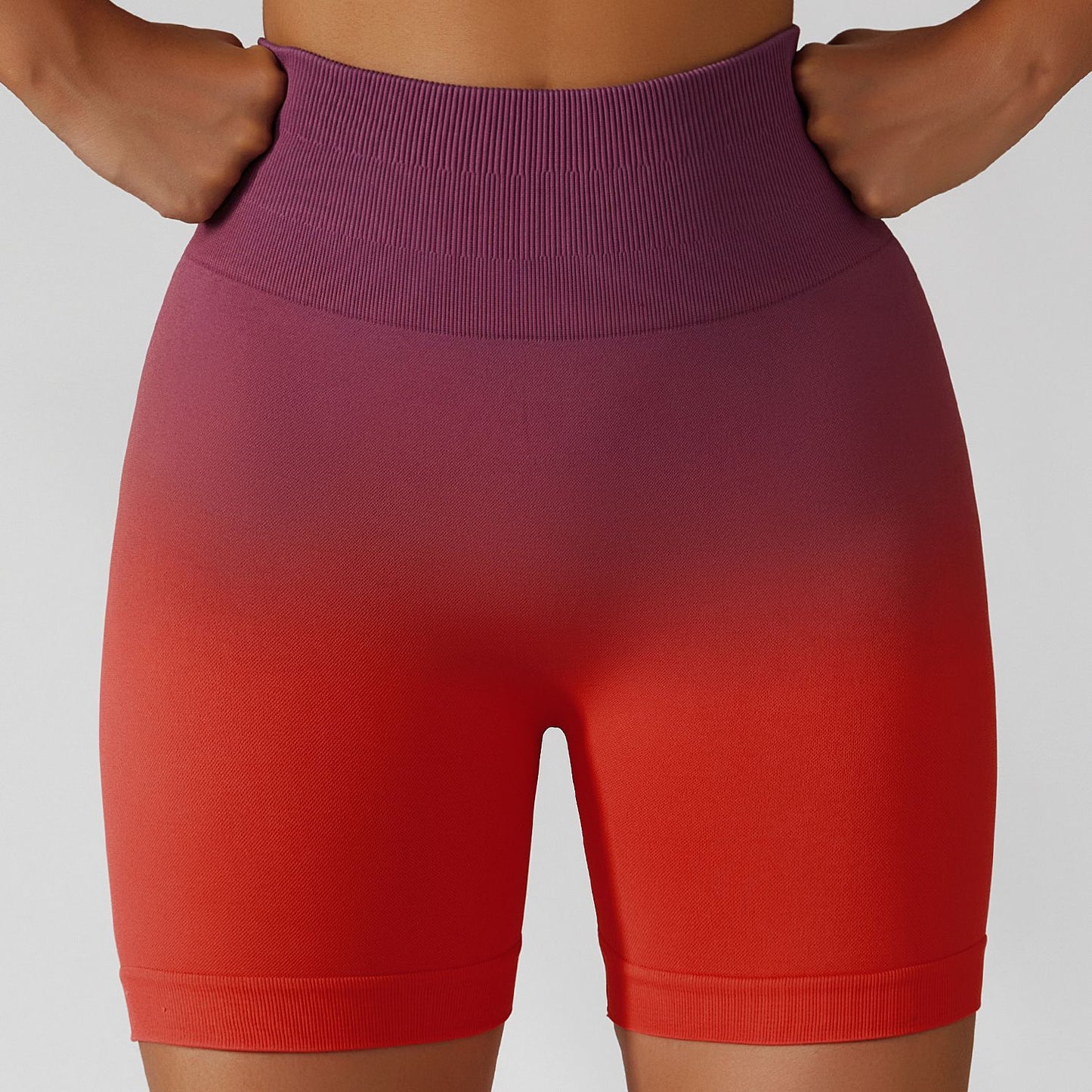 Colourful gradient hip-lifting seamless shorts