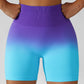 Colourful gradient hip-lifting seamless shorts