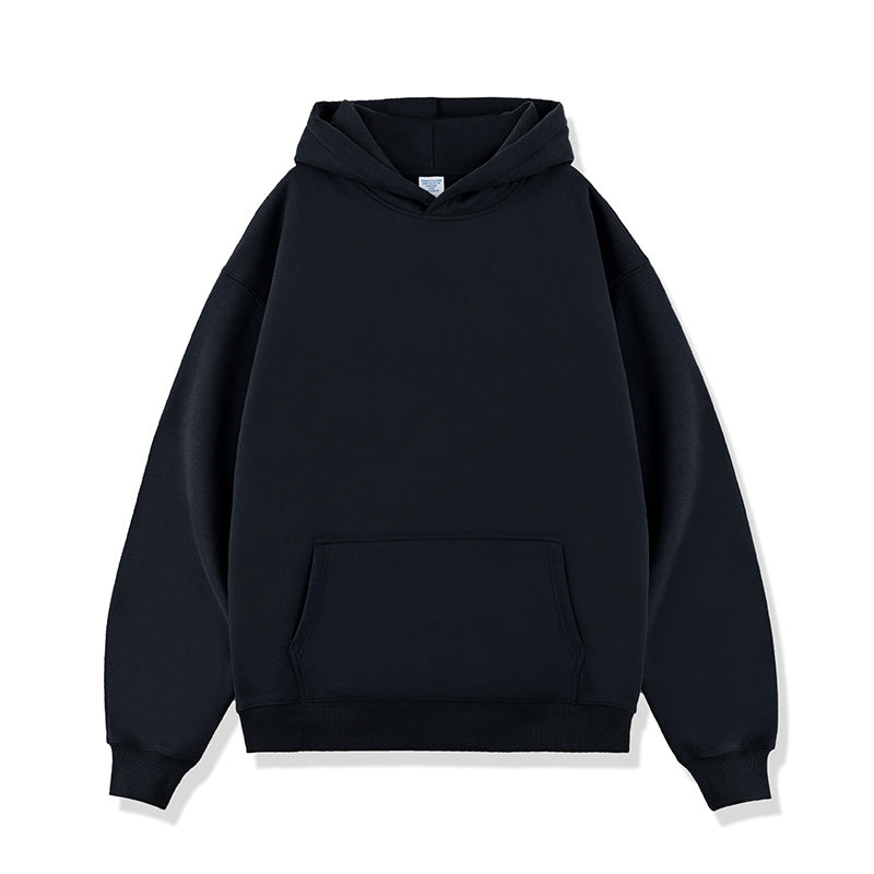 Solid color loose fleece hooded sweatshirt