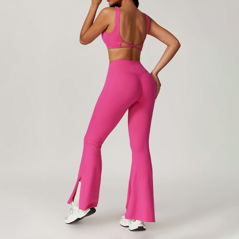 Quick Dry Sports Bra + Flared Leg Pant 2-piece set