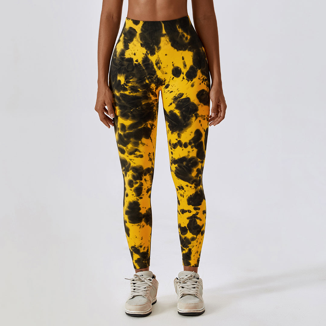 Tie-dye seamless high waist yoga leggings