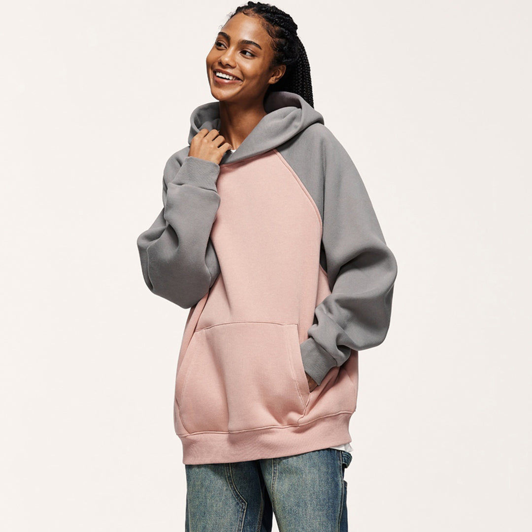 Fleece raglan hooded sweatshirt