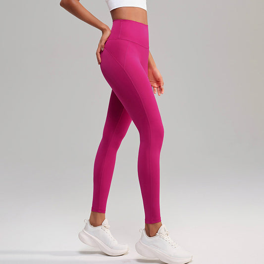 Nude and seamless high-waisted yoga leggings without wearing underwear