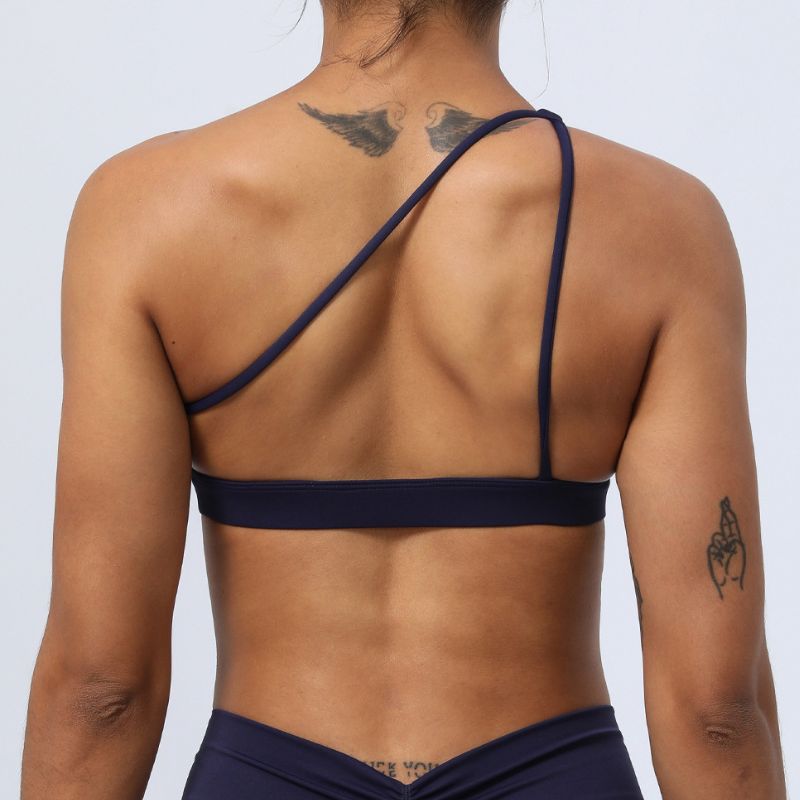 Cross-shoulder sports yoga bra