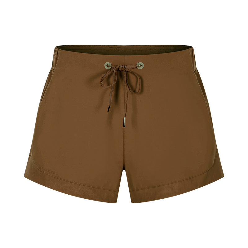 Lace-up solid colour shorts