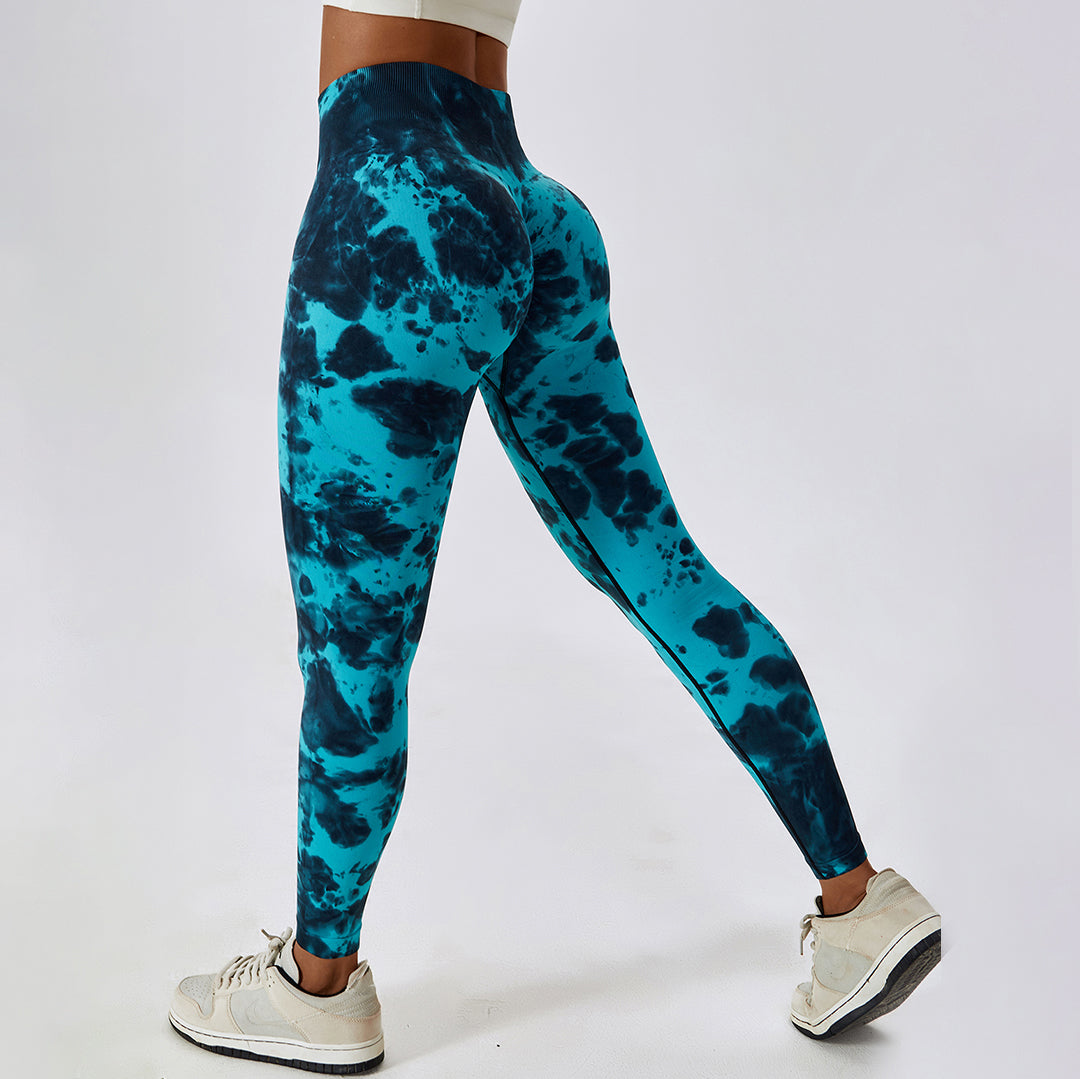 Tie-dye seamless high waist yoga leggings