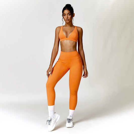 Triangle cup sports bra & leggings 2-piece set