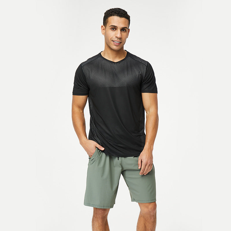 Men's solid color short-sleeved sports T-shirt