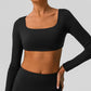 Long-sleeved nude fast-drying tight top with chest pads