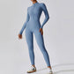 Long sleeve zipper fitness bodysuit