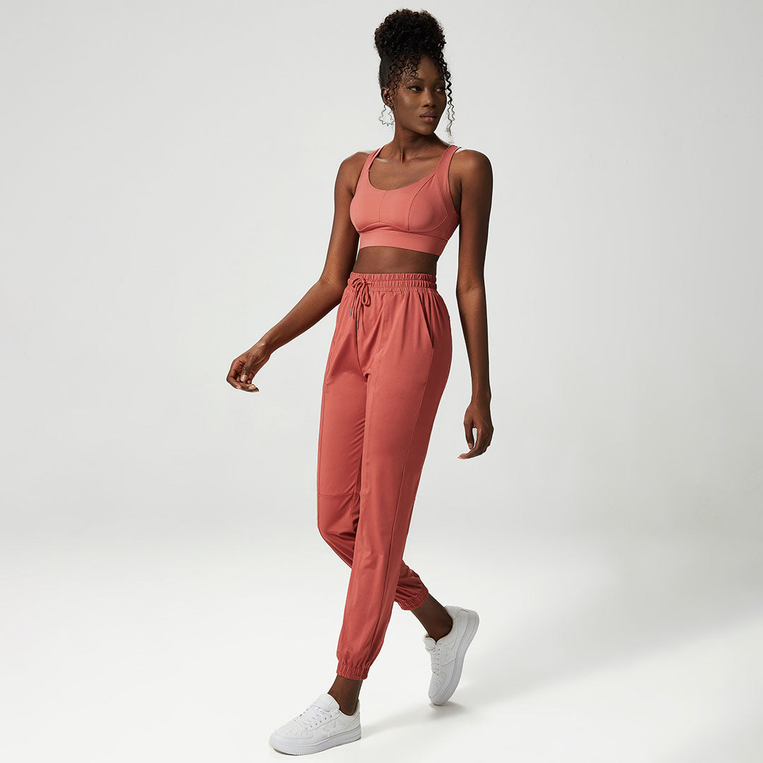 Ensemble deux pièces soutien-gorge cross-sport dos uni + pantalon 