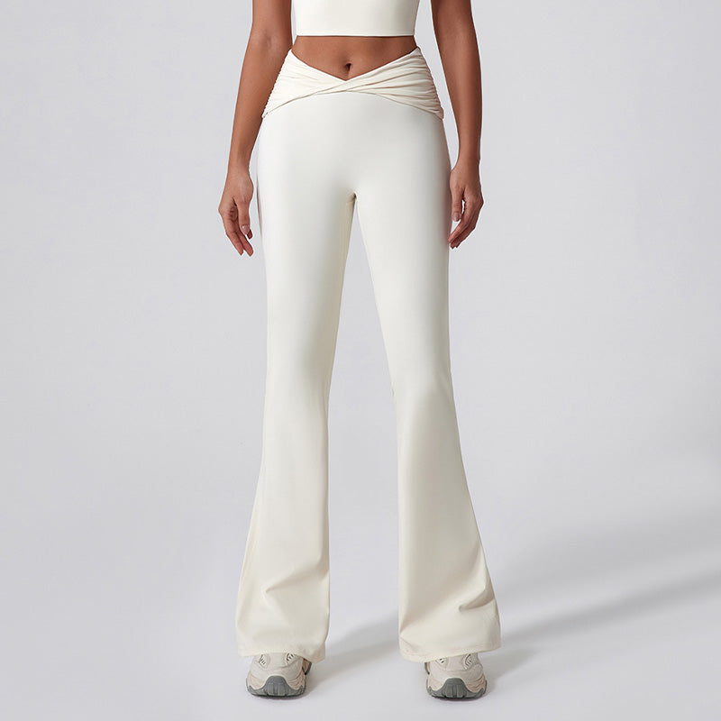 Tight Nude High Waist Yoga Flare Pants