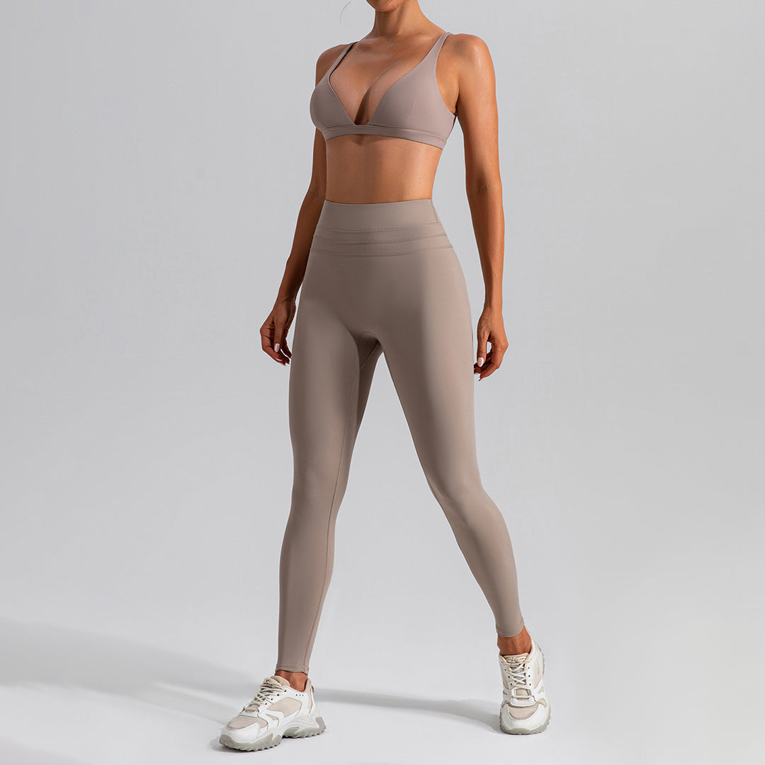 Quick-drying high waist fitness 2-piece suit