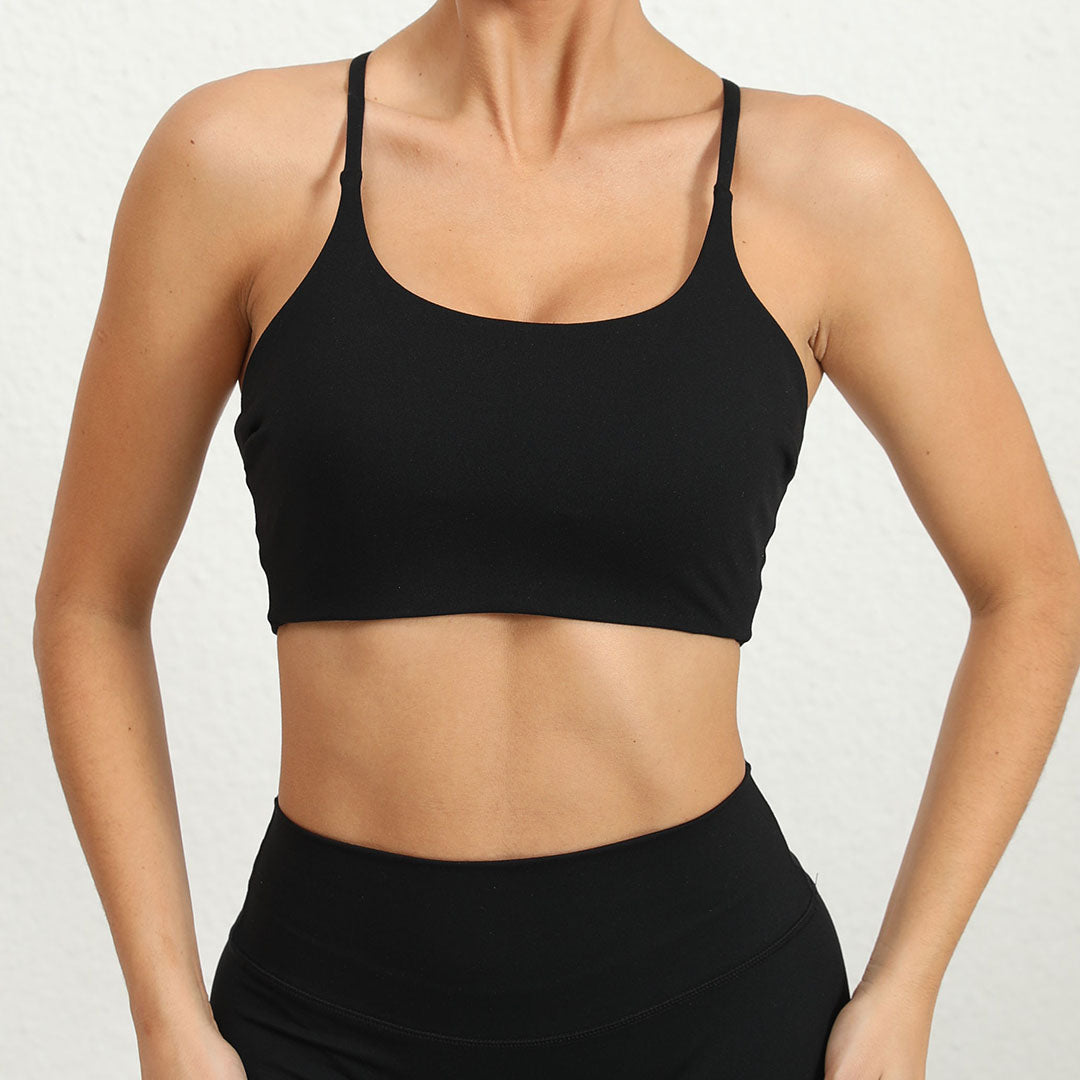 Cross-strap shock-resistant yoga bras