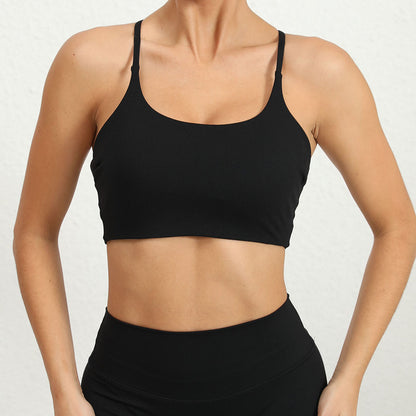 Cross-strap shock-resistant yoga bras