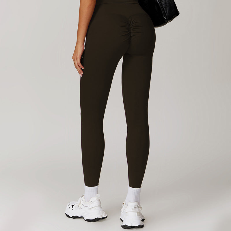 Solid high-waisted hip-lifting athletic leggings