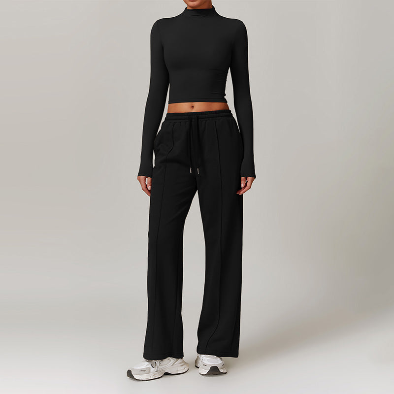 Quick-Dry Long Sleeve Top + Straight Leg Sweatpants 2 Piece Set