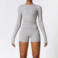 Tight sports long sleeve top & running shorts sets