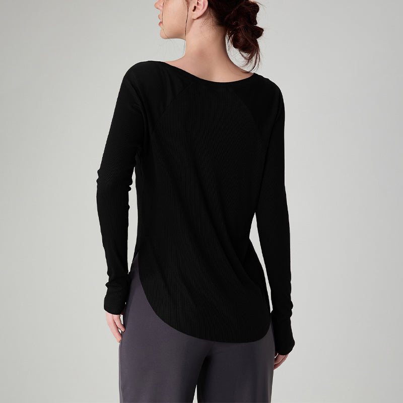 New Modal Nude Loose Off-Shoulder Yoga Top