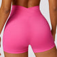 Peach hip high waist yoga shorts
