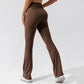 High-waist solid color flared pants