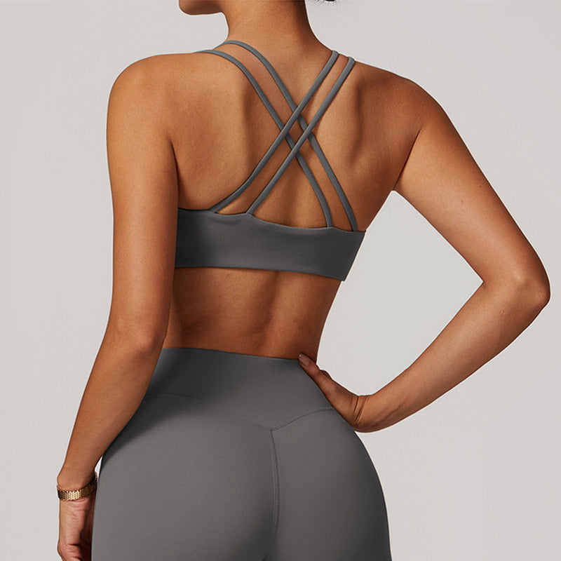 Brushed tight cross back sports bra