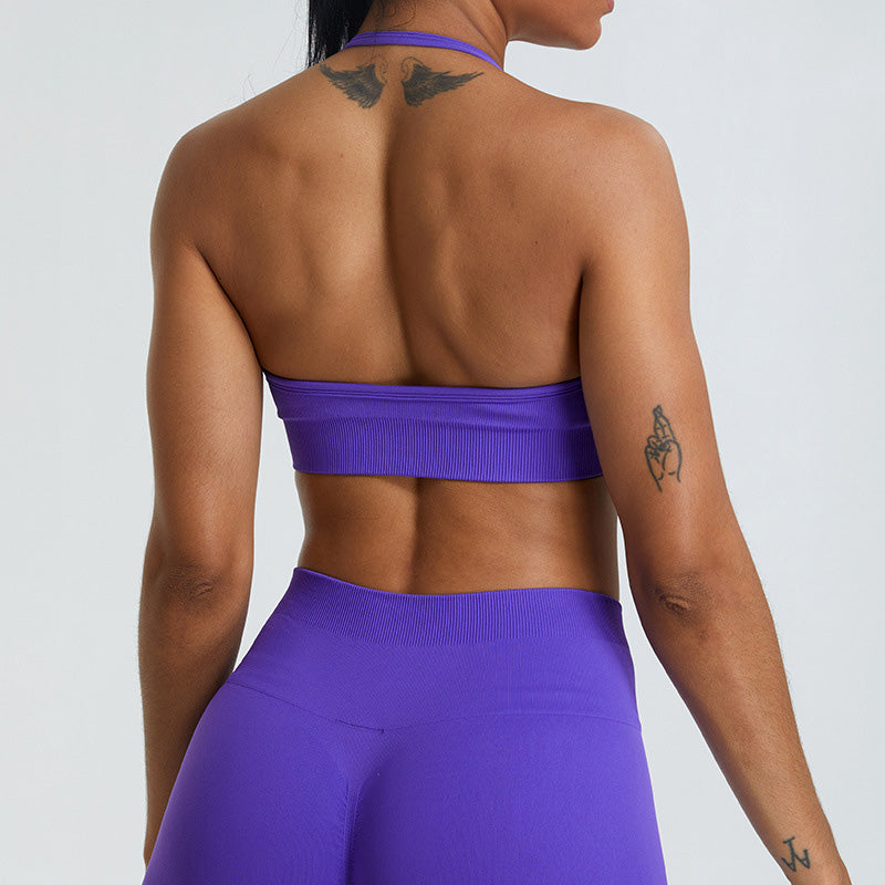 Seamless Halterback Bra + Shorts Yoga Set