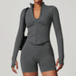 Seamless Quick-Dry Long Sleeve Full Zipper Fitness Tops