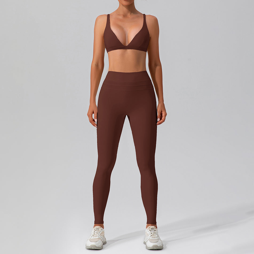 Quick-drying high waist fitness 2-piece suit