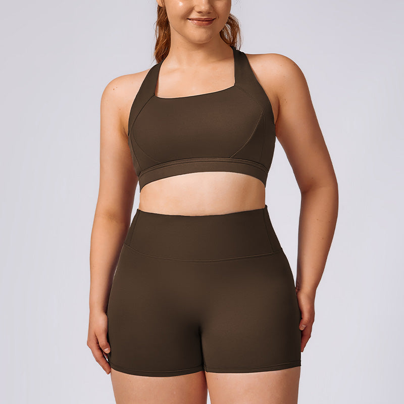 Plus Size Quick Dry Sports Bra + Shorts 2-piece set