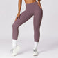 Solid high-waisted hip-lifting athletic leggings