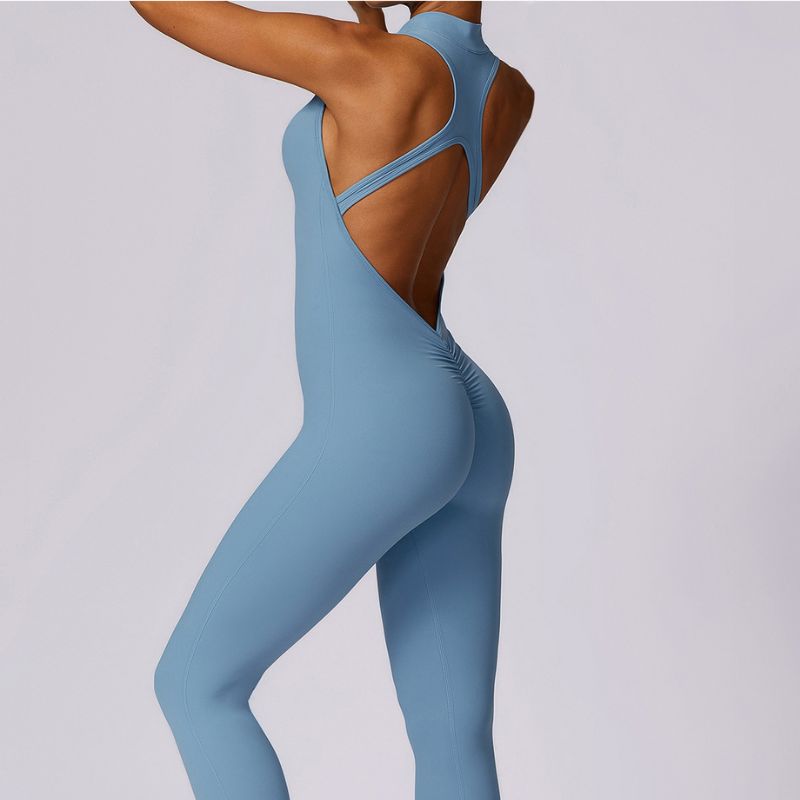 Quick-drying zipper fitness sports tight Jumpsuits