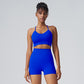 Slim strap back yoga bra and shorts set