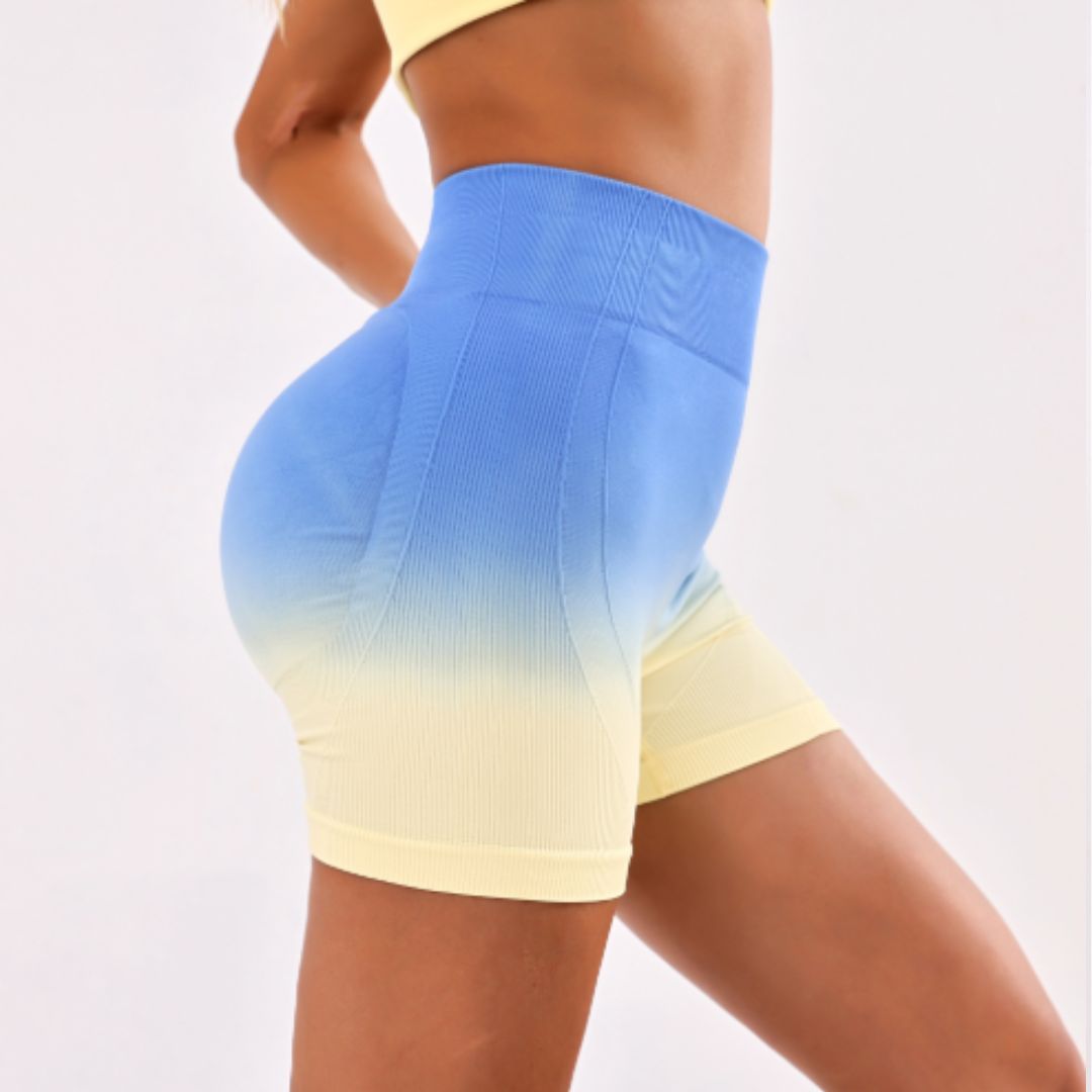 Gradient color high waisted sports yoga shorts