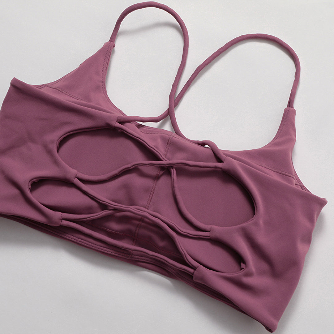 Soutien-gorge de sport croisé dos 3/4 uni