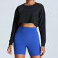 Round neck casual loose cropped fitness long sleeve top