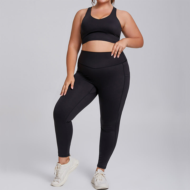 Breathable Wide Straps Gym Bra & Sports Leggings Plus Size Sets