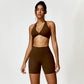 Quick-drying halterneck bra & sports shorts 2-piece set