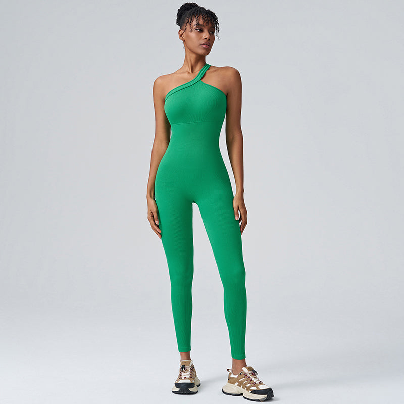 No awkward line shaping thread fitness jumpsuit