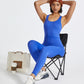 Solid color back cross jumpsuit