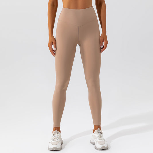 Solid color stretch sports leggings