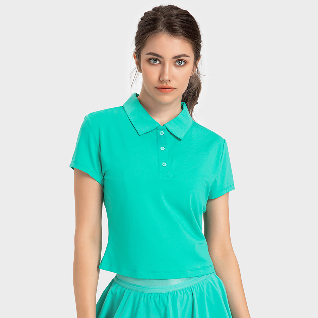 Short sleeved solid color sports polo shirt