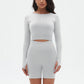 Seamless Sports Long Sleeve Top + High-Waisted Shorts Set