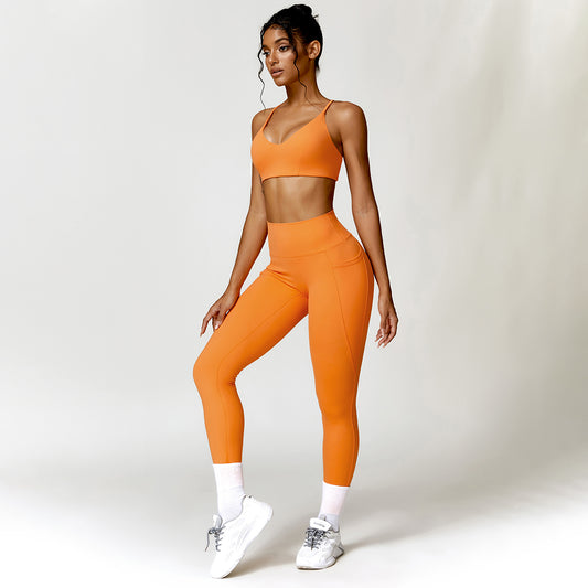 Triangle cup sports bra & sports leggings 2-piece set