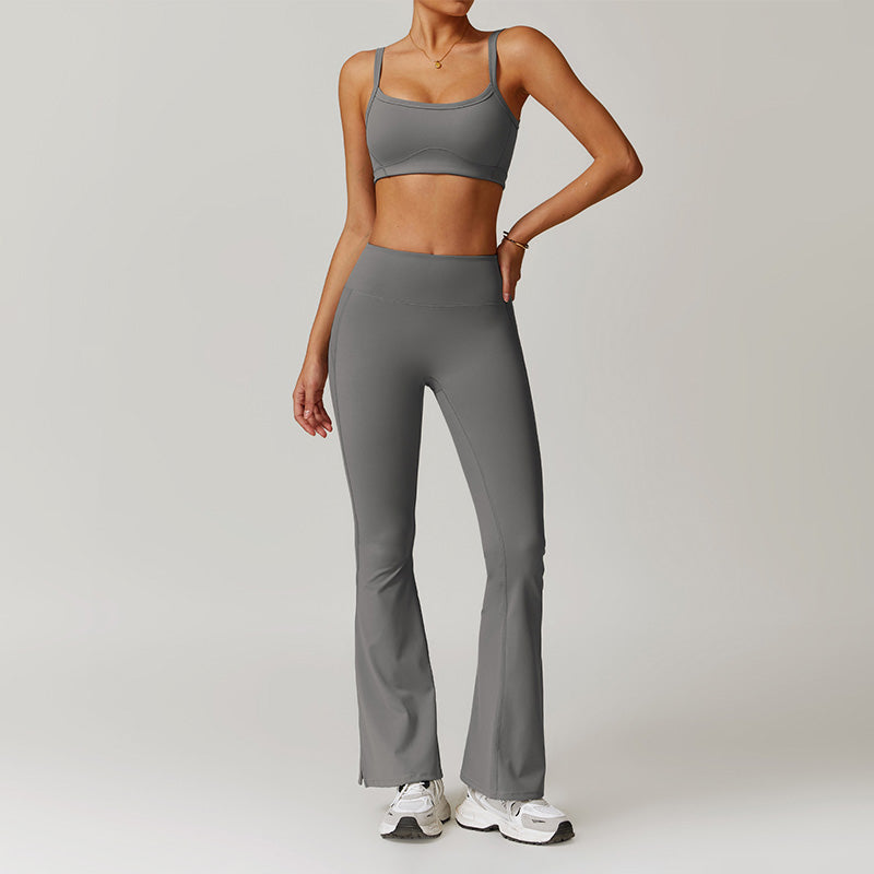 Ultra-Soft Thin Straps Sports Bra + Flared Leg Pants Set